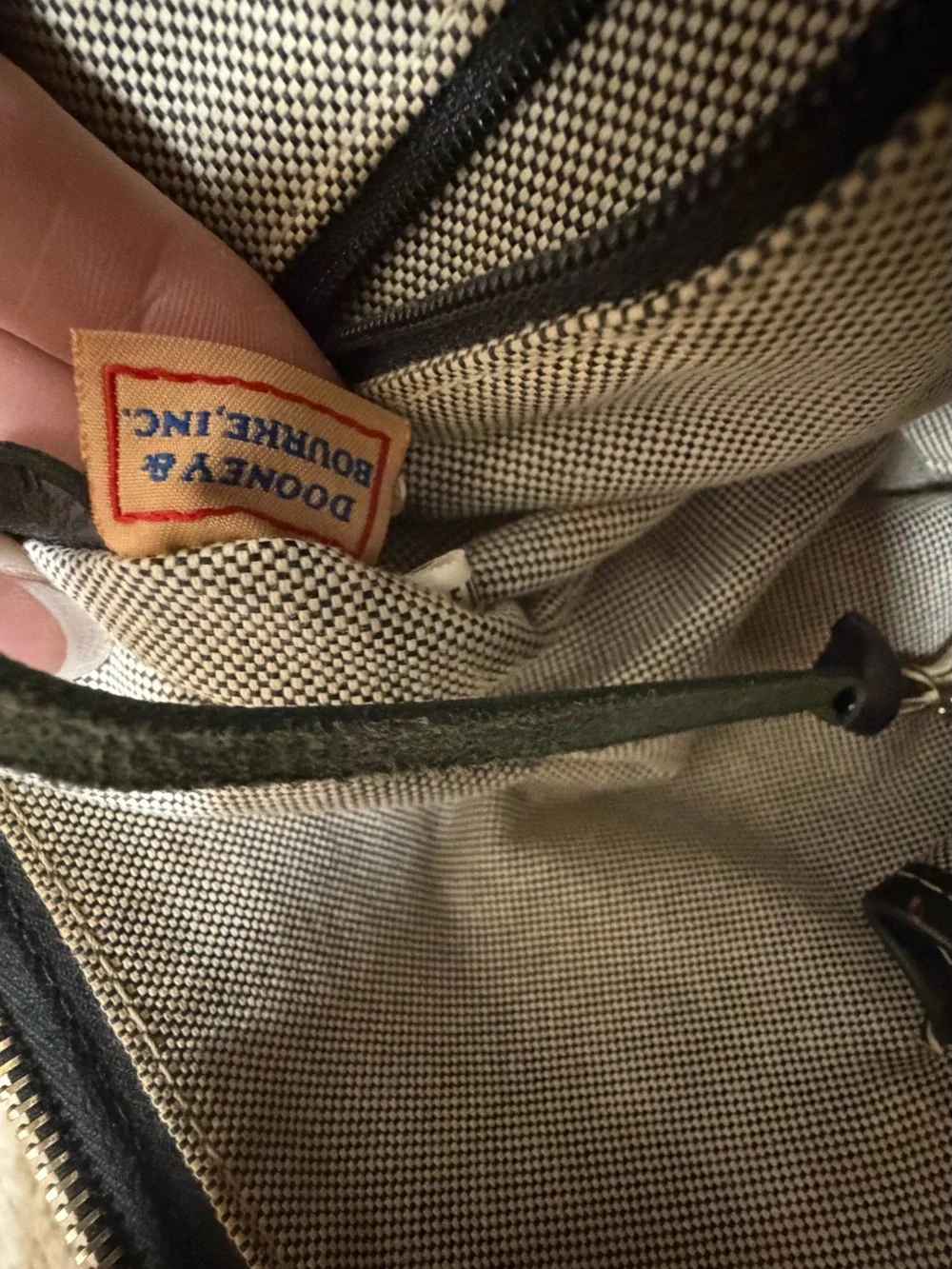 Dooney & Bourke black and grey Monogram Shoulder Bag with Black Strap